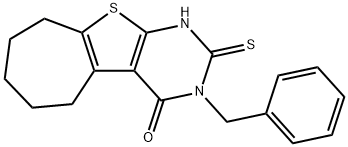 3-benzyl-2-thioxo-1,2,3,5,6,7,8,9-octahydro-4H-cyclohepta[4,5]thieno[2,3-d]pyrimidin-4-one Struktur