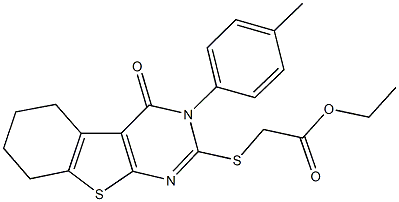 ethyl {[3-(4-methylphenyl)-4-oxo-3,4,5,6,7,8-hexahydro[1]benzothieno[2,3-d]pyrimidin-2-yl]sulfanyl}acetate Struktur