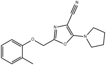 2-[(2-methylphenoxy)methyl]-5-(1-pyrrolidinyl)-1,3-oxazole-4-carbonitrile Struktur