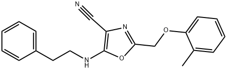 2-[(2-methylphenoxy)methyl]-5-[(2-phenylethyl)amino]-1,3-oxazole-4-carbonitrile Struktur