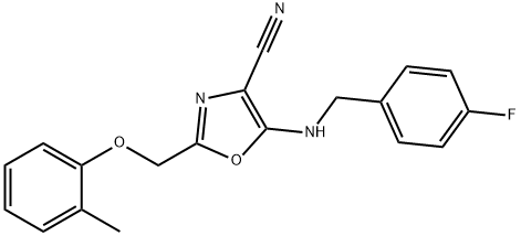 5-[(4-fluorobenzyl)amino]-2-[(2-methylphenoxy)methyl]-1,3-oxazole-4-carbonitrile Struktur