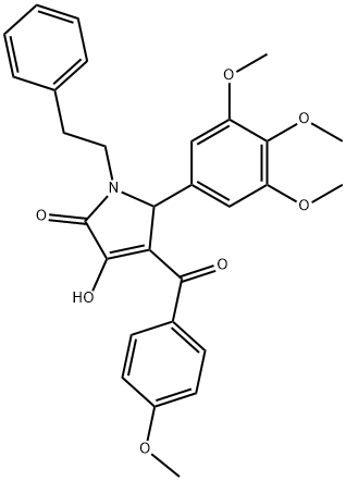 3-hydroxy-4-(4-methoxybenzoyl)-1-(2-phenylethyl)-5-(3,4,5-trimethoxyphenyl)-1,5-dihydro-2H-pyrrol-2-one Struktur