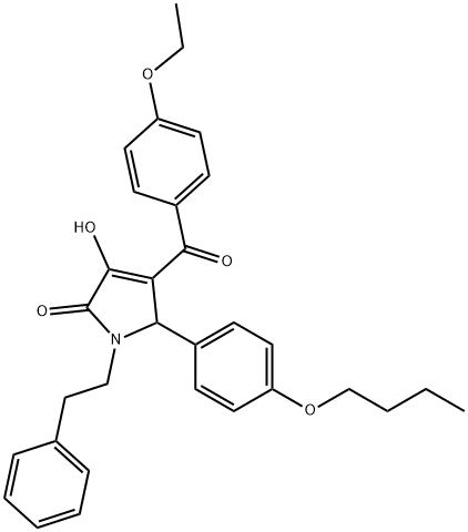 5-(4-butoxyphenyl)-4-(4-ethoxybenzoyl)-3-hydroxy-1-(2-phenylethyl)-1,5-dihydro-2H-pyrrol-2-one Struktur