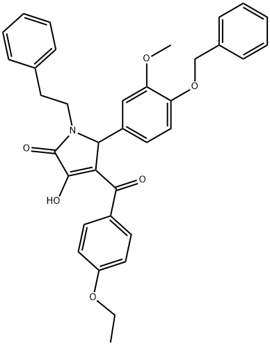 5-[4-(benzyloxy)-3-methoxyphenyl]-4-(4-ethoxybenzoyl)-3-hydroxy-1-(2-phenylethyl)-1,5-dihydro-2H-pyrrol-2-one Struktur