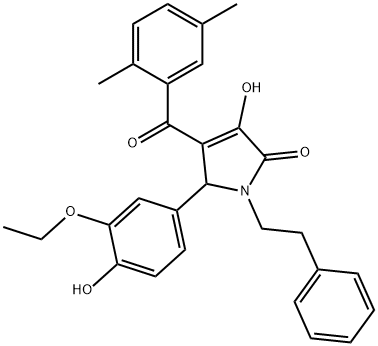 4-(2,5-dimethylbenzoyl)-5-(3-ethoxy-4-hydroxyphenyl)-3-hydroxy-1-(2-phenylethyl)-1,5-dihydro-2H-pyrrol-2-one Struktur