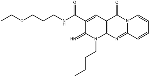 1-butyl-N-(3-ethoxypropyl)-2-imino-5-oxo-1,5-dihydro-2H-dipyrido[1,2-a:2,3-d]pyrimidine-3-carboxamide Struktur