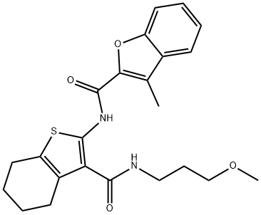 N-(3-{[(3-methoxypropyl)amino]carbonyl}-4,5,6,7-tetrahydro-1-benzothien-2-yl)-3-methyl-1-benzofuran-2-carboxamide Struktur