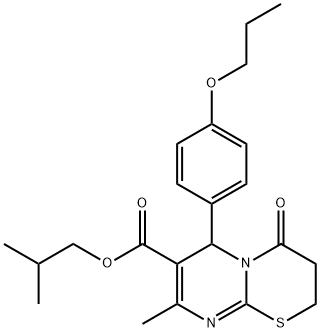 isobutyl 8-methyl-4-oxo-6-(4-propoxyphenyl)-3,4-dihydro-2H,6H-pyrimido[2,1-b][1,3]thiazine-7-carboxylate Struktur