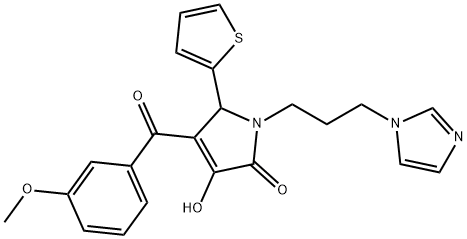 3-hydroxy-1-[3-(1H-imidazol-1-yl)propyl]-4-(3-methoxybenzoyl)-5-(2-thienyl)-1,5-dihydro-2H-pyrrol-2-one Struktur