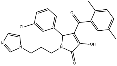 5-(3-chlorophenyl)-4-(2,5-dimethylbenzoyl)-3-hydroxy-1-[3-(1H-imidazol-1-yl)propyl]-1,5-dihydro-2H-pyrrol-2-one Struktur