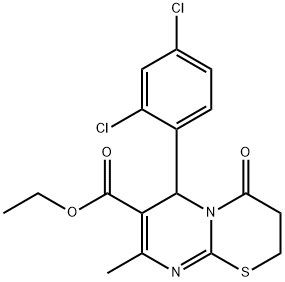 ethyl 6-(2,4-dichlorophenyl)-8-methyl-4-oxo-3,4-dihydro-2H,6H-pyrimido[2,1-b][1,3]thiazine-7-carboxylate Struktur