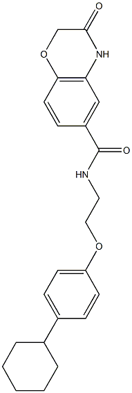 N-[2-(4-cyclohexylphenoxy)ethyl]-3-oxo-3,4-dihydro-2H-1,4-benzoxazine-6-carboxamide Struktur