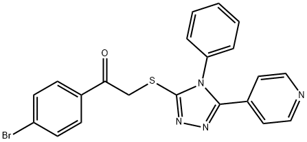 1-(4-bromophenyl)-2-{[4-phenyl-5-(4-pyridinyl)-4H-1,2,4-triazol-3-yl]sulfanyl}ethanone Struktur