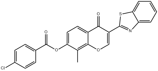 3-(1,3-benzothiazol-2-yl)-8-methyl-4-oxo-4H-chromen-7-yl 4-chlorobenzoate Struktur