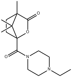 1-[(4-ethyl-1-piperazinyl)carbonyl]-4,7,7-trimethyl-2-oxabicyclo[2.2.1]heptan-3-one Struktur