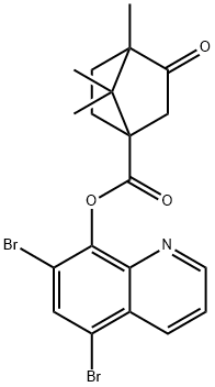 5,7-dibromo-8-quinolinyl 4,7,7-trimethyl-3-oxobicyclo[2.2.1]heptane-1-carboxylate Struktur