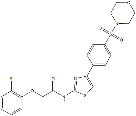 2-(2-fluorophenoxy)-N-{4-[4-(4-morpholinylsulfonyl)phenyl]-1,3-thiazol-2-yl}propanamide Struktur