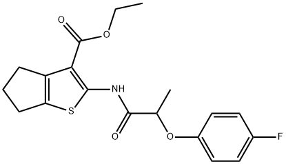 ethyl 2-{[2-(4-fluorophenoxy)propanoyl]amino}-5,6-dihydro-4H-cyclopenta[b]thiophene-3-carboxylate Struktur