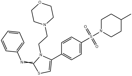 N-(4-{4-[(4-methyl-1-piperidinyl)sulfonyl]phenyl}-3-[2-(4-morpholinyl)ethyl]-1,3-thiazol-2(3H)-ylidene)-N-phenylamine Struktur