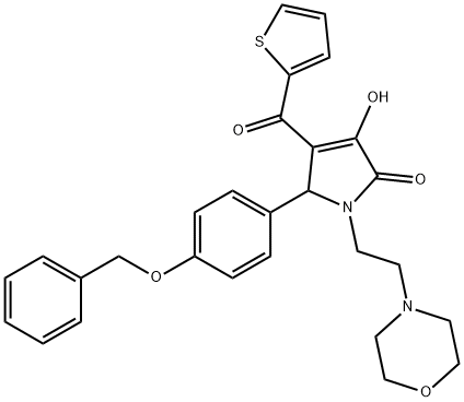 5-[4-(benzyloxy)phenyl]-3-hydroxy-1-[2-(4-morpholinyl)ethyl]-4-(2-thienylcarbonyl)-1,5-dihydro-2H-pyrrol-2-one Struktur