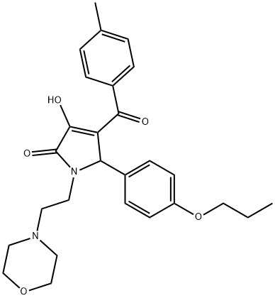 3-hydroxy-4-(4-methylbenzoyl)-1-[2-(4-morpholinyl)ethyl]-5-(4-propoxyphenyl)-1,5-dihydro-2H-pyrrol-2-one Struktur