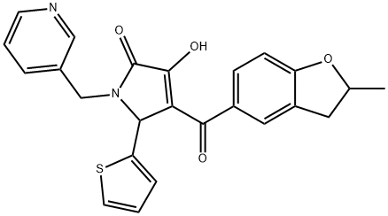 3-hydroxy-4-[(2-methyl-2,3-dihydro-1-benzofuran-5-yl)carbonyl]-1-(3-pyridinylmethyl)-5-(2-thienyl)-1,5-dihydro-2H-pyrrol-2-one Struktur