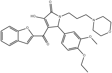 4-(1-benzofuran-2-ylcarbonyl)-5-(4-ethoxy-3-methoxyphenyl)-3-hydroxy-1-[3-(4-morpholinyl)propyl]-1,5-dihydro-2H-pyrrol-2-one Struktur