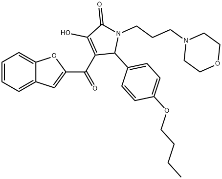 4-(1-benzofuran-2-ylcarbonyl)-5-(4-butoxyphenyl)-3-hydroxy-1-[3-(4-morpholinyl)propyl]-1,5-dihydro-2H-pyrrol-2-one Struktur