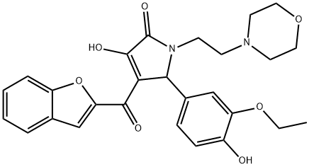 4-(1-benzofuran-2-ylcarbonyl)-5-(3-ethoxy-4-hydroxyphenyl)-3-hydroxy-1-[2-(4-morpholinyl)ethyl]-1,5-dihydro-2H-pyrrol-2-one Struktur