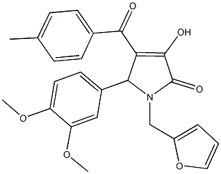 5-(3,4-dimethoxyphenyl)-1-(2-furylmethyl)-3-hydroxy-4-(4-methylbenzoyl)-1,5-dihydro-2H-pyrrol-2-one Struktur