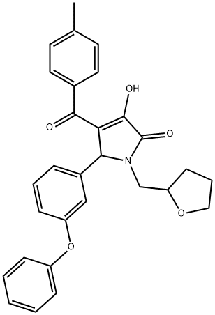 3-hydroxy-4-(4-methylbenzoyl)-5-(3-phenoxyphenyl)-1-(tetrahydro-2-furanylmethyl)-1,5-dihydro-2H-pyrrol-2-one Struktur