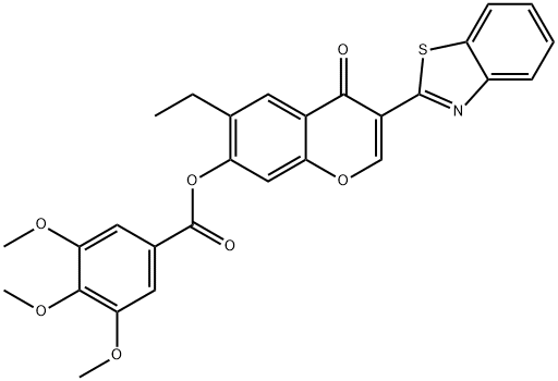 3-(1,3-benzothiazol-2-yl)-6-ethyl-4-oxo-4H-chromen-7-yl 3,4,5-trimethoxybenzoate Struktur