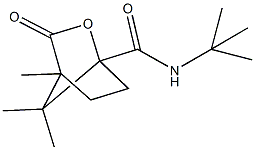 N-(tert-butyl)-4,7,7-trimethyl-3-oxo-2-oxabicyclo[2.2.1]heptane-1-carboxamide Struktur