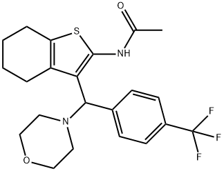 N-(3-{4-morpholinyl[4-(trifluoromethyl)phenyl]methyl}-4,5,6,7-tetrahydro-1-benzothien-2-yl)acetamide Struktur