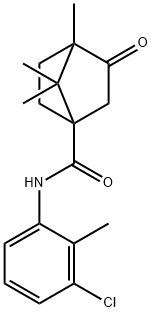 N-(3-chloro-2-methylphenyl)-4,7,7-trimethyl-3-oxobicyclo[2.2.1]heptane-1-carboxamide Struktur