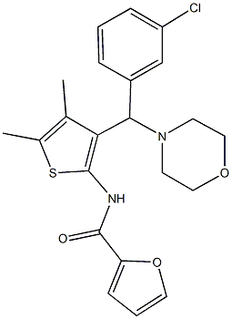 N-{3-[(3-chlorophenyl)(4-morpholinyl)methyl]-4,5-dimethyl-2-thienyl}-2-furamide Struktur