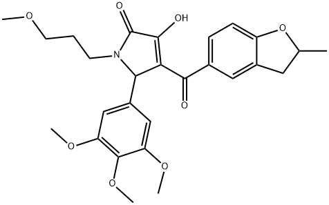 3-hydroxy-1-(3-methoxypropyl)-4-[(2-methyl-2,3-dihydro-1-benzofuran-5-yl)carbonyl]-5-(3,4,5-trimethoxyphenyl)-1,5-dihydro-2H-pyrrol-2-one Struktur