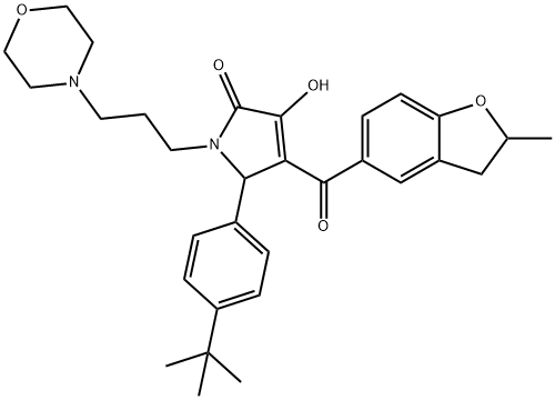 5-(4-tert-butylphenyl)-3-hydroxy-4-[(2-methyl-2,3-dihydro-1-benzofuran-5-yl)carbonyl]-1-[3-(4-morpholinyl)propyl]-1,5-dihydro-2H-pyrrol-2-one Struktur