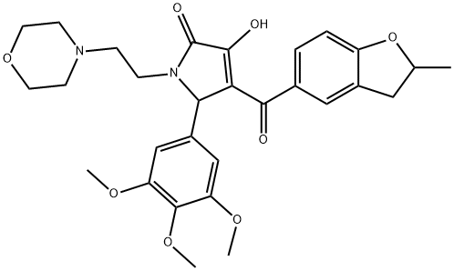 3-hydroxy-4-[(2-methyl-2,3-dihydro-1-benzofuran-5-yl)carbonyl]-1-[2-(4-morpholinyl)ethyl]-5-(3,4,5-trimethoxyphenyl)-1,5-dihydro-2H-pyrrol-2-one Struktur