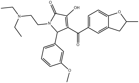 1-[2-(diethylamino)ethyl]-3-hydroxy-5-(3-methoxyphenyl)-4-[(2-methyl-2,3-dihydro-1-benzofuran-5-yl)carbonyl]-1,5-dihydro-2H-pyrrol-2-one Struktur