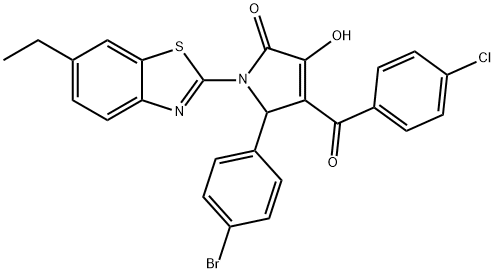 5-(4-bromophenyl)-4-(4-chlorobenzoyl)-1-(6-ethyl-1,3-benzothiazol-2-yl)-3-hydroxy-1,5-dihydro-2H-pyrrol-2-one Struktur