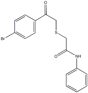 2-{[2-(4-bromophenyl)-2-oxoethyl]sulfanyl}-N-phenylacetamide Struktur