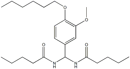 N-[[4-(hexyloxy)-3-methoxyphenyl](pentanoylamino)methyl]pentanamide Struktur