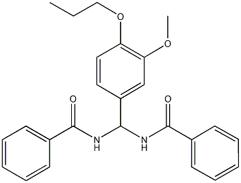 N-[(benzoylamino)(3-methoxy-4-propoxyphenyl)methyl]benzamide Struktur