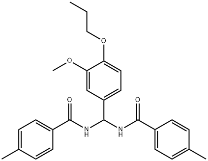 N-{(3-methoxy-4-propoxyphenyl)[(4-methylbenzoyl)amino]methyl}-4-methylbenzamide Struktur