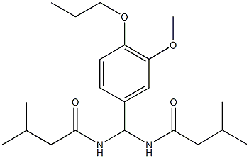 N-{(3-methoxy-4-propoxyphenyl)[(3-methylbutanoyl)amino]methyl}-3-methylbutanamide Struktur