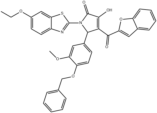 4-(1-benzofuran-2-ylcarbonyl)-5-[4-(benzyloxy)-3-methoxyphenyl]-1-(6-ethoxy-1,3-benzothiazol-2-yl)-3-hydroxy-1,5-dihydro-2H-pyrrol-2-one Struktur