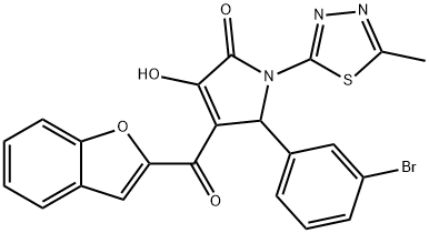 4-(1-benzofuran-2-ylcarbonyl)-5-(3-bromophenyl)-3-hydroxy-1-(5-methyl-1,3,4-thiadiazol-2-yl)-1,5-dihydro-2H-pyrrol-2-one Struktur