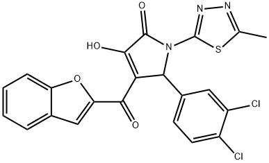 4-(1-benzofuran-2-ylcarbonyl)-5-(3,4-dichlorophenyl)-3-hydroxy-1-(5-methyl-1,3,4-thiadiazol-2-yl)-1,5-dihydro-2H-pyrrol-2-one Struktur