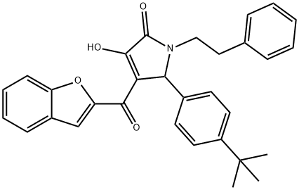 4-(1-benzofuran-2-ylcarbonyl)-5-(4-tert-butylphenyl)-3-hydroxy-1-(2-phenylethyl)-1,5-dihydro-2H-pyrrol-2-one Struktur